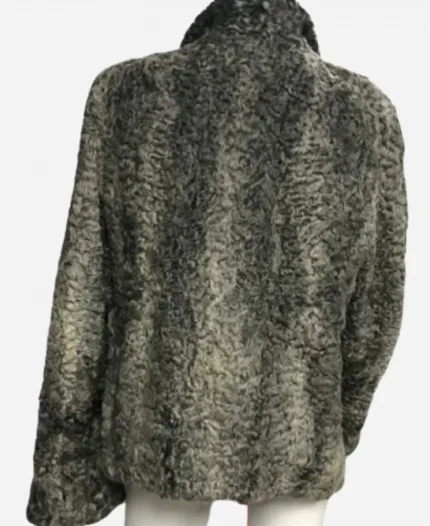 Vintage Grey Astrakhan Shearling Fur Coat For Sale