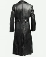 WW2 German Officer Black Leather Trench Coat