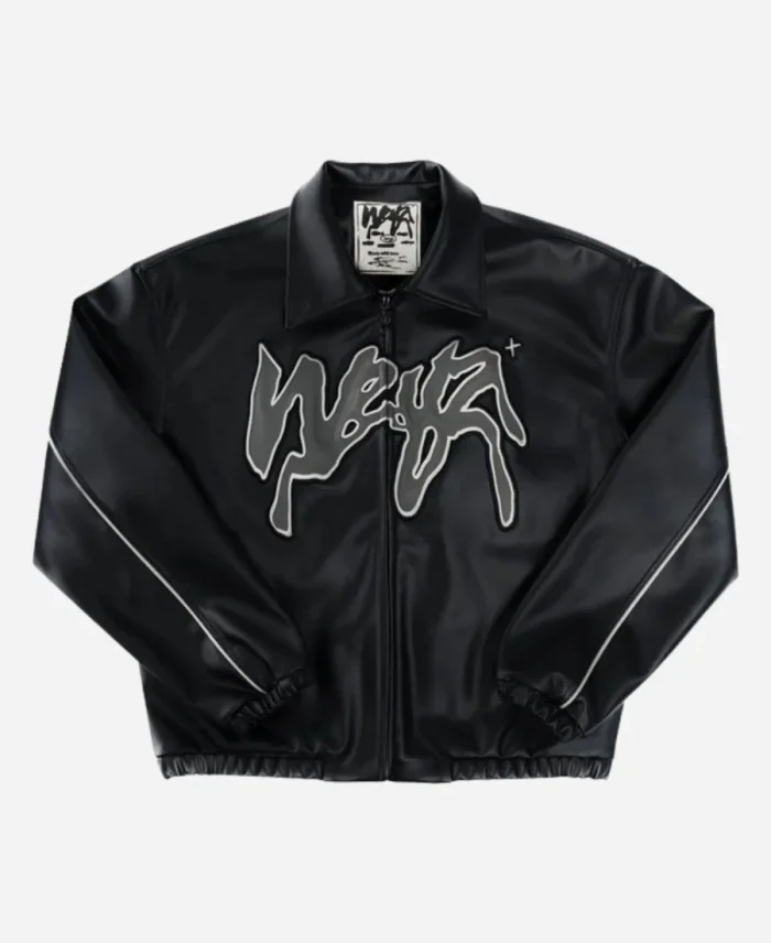 Weyz Black Leather Bomber Jacket