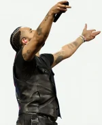 Wireless Festival 2025 Drake Leather Black Vest
