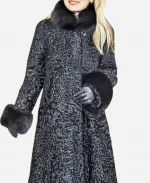 Women’s Karakul Shearling Fur Black Coat For Sale