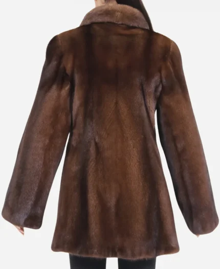 Women’s Shearling Brown Mink Fur Jacket For Sale