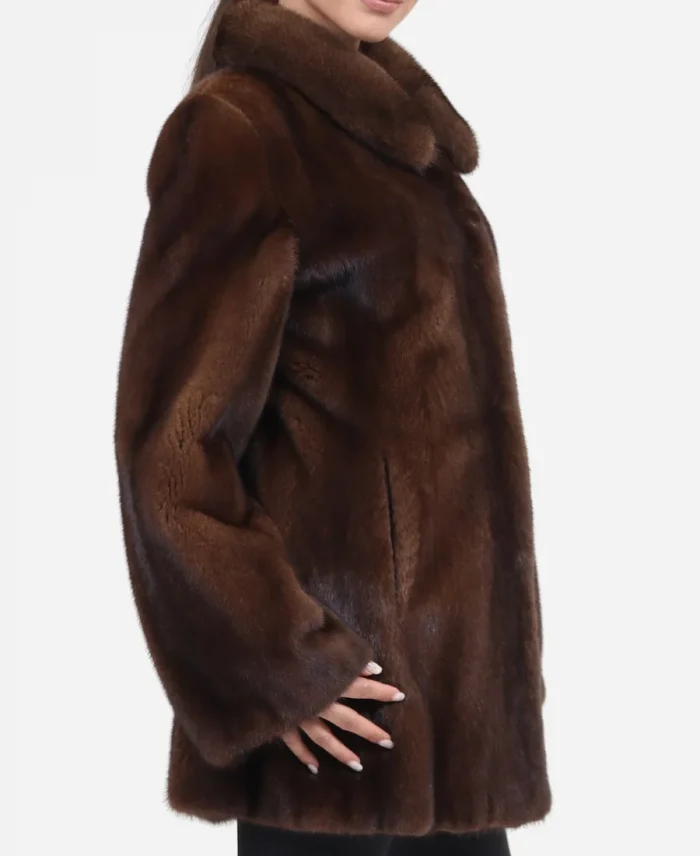 Women's Shearling Mink Fur Brown Jacket