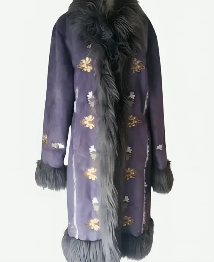 Year Of S01 Tharanya Tharan Purple Fur Trim Coat