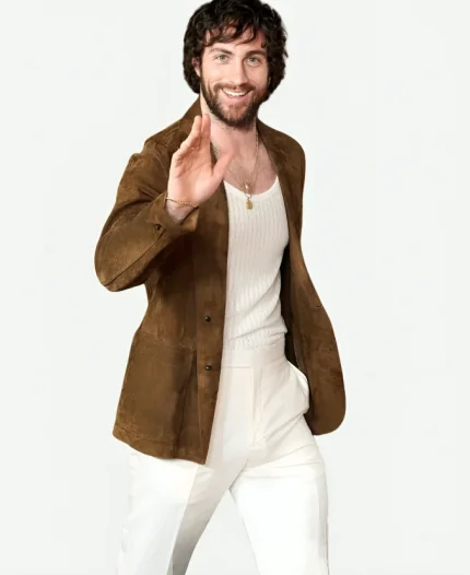 Aaron Taylor-Johnson 28 Years Later Movie Premiere 2025 Brown Suede Leather Blazer