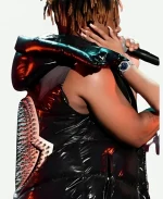 American Rap Singer Jarad Anthony Higgins Juice Wrld Black Studded Puffer Vest