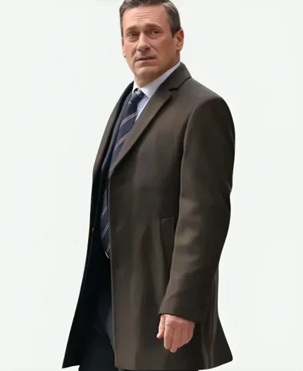 Andrew Cooper Your Friends & Neighbors 2025 Jon Hamm Brown coat