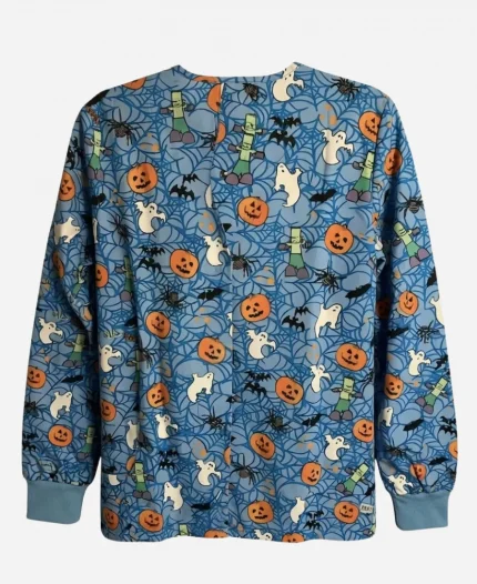 Spiders Pumpwebs Halloween Scrub Jacket