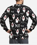 Halloween Boo Wooo Black Scrub Jacket For Halloween