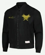 Bruce Lee Mitchell & Ness Celebrating 50 Years Black Bomber Jacket For Men And Women