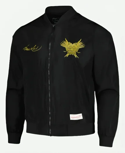 Bruce Lee Mitchell & Ness Celebrating 50 Years Black Bomber Jacket For Men And Women