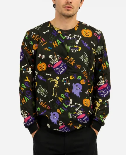 Bubble into the Trouble Halloween Scrub Jacket