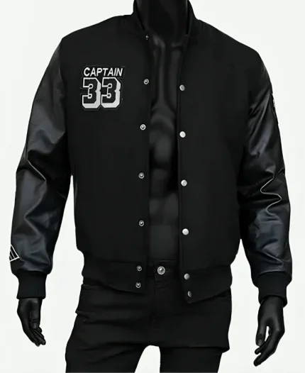 Captain 33 Kareem Abdul Jabbar Black Varsity jacket For Men