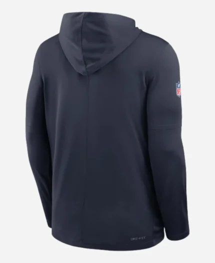 Chicago Bears Nike Navy Sideline Pure Fury Performance Long Sleeve Hoodie T-Shirt