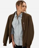 Claire Grace The Young and the Restless Hayley Erin Brown Suede Leather Jacket