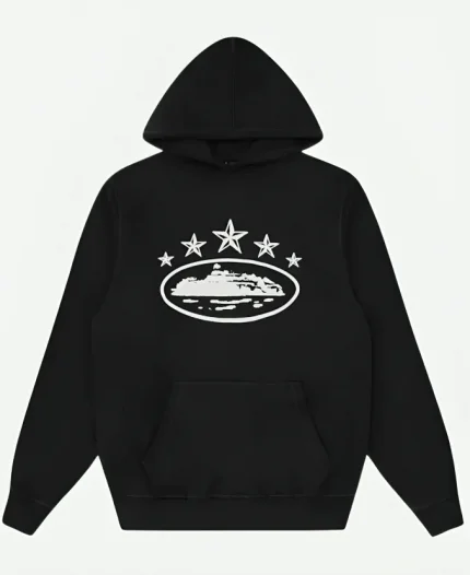 Corteiz Black Pullover Hoodie For Unisex