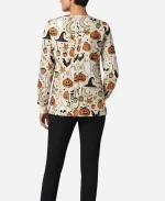 Halloween Moon Skull Ghosts Scrub Jacket