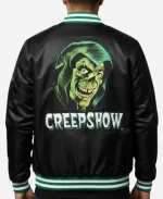 The Creepshow Retro Halloween Black Satin Bomber Jacket