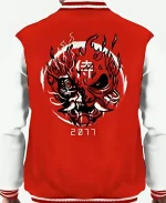 Cyberpunk Red And Black Varsity Jacket For Sale