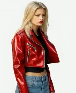 Elle Quist Red Cropped Leather Jacket