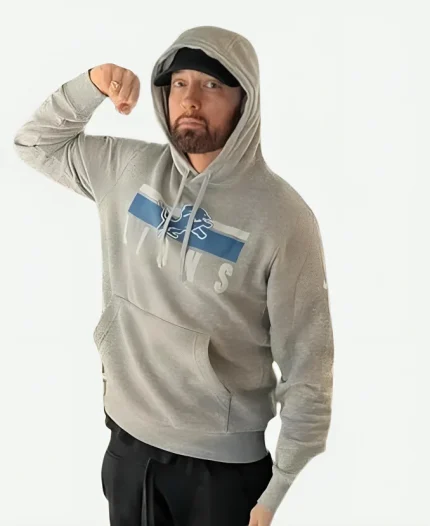 Eminem Detroit Lions Game Grey Pullover Hoodie For Unisex