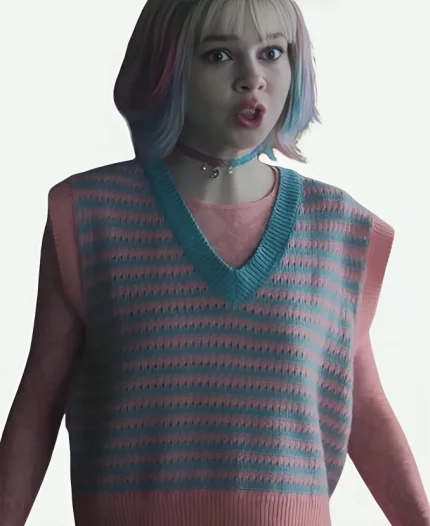 Emma Myers TV Series Wednesday Season 02 Enid Sinclair Striped V-Neck Sweater Vest
