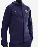 FC Barcelona Tech Windrunner Nike Full-Zip Fleece Soccer Purple Hoodie