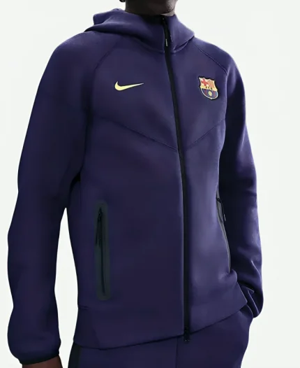 FC Barcelona Tech Windrunner Nike Full-Zip Fleece Soccer Purple Hoodie