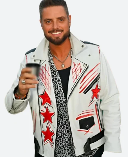 Flackstock Festival 2025 Keith Duffy White Leather Jacket For Sale