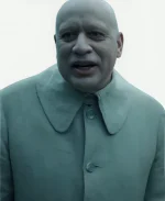 Fred Armisen TV Series Wednesday Season 2 Uncle Fester Linen-Look Light Single-Breasted Coat