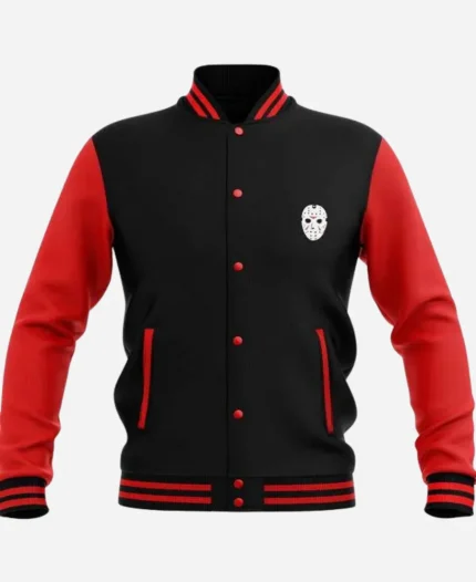 Friday The 13th Halloween Red and Black Varsity Jacket For Sale