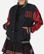 Halloween Friday The 13th Full-Snap Varsity Red and Black Jacket