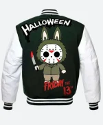 Friday the 13th Jason Voorhees X Labubu Halloween Green & White Varsity Jacket