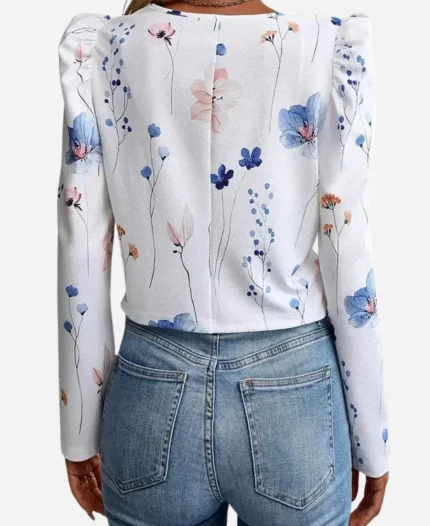 Gigot White Floral Jacket For Womens