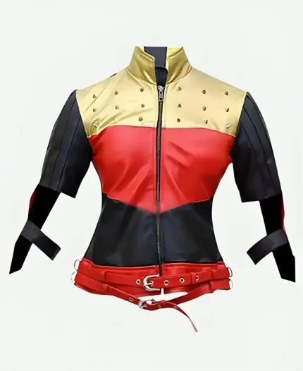 God Among Us Harley Quinn Red Golden Studded Jacket