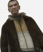 Gta IV Niko Bellic Brown Suede Leather Jacket
