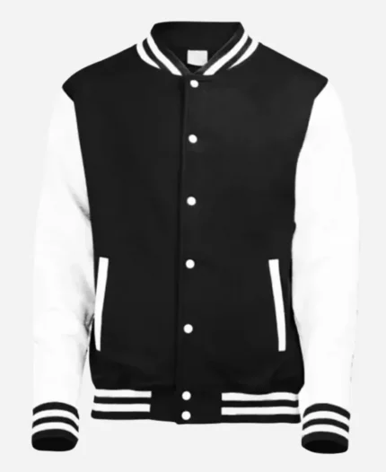 Halloween Dracula Themed Black and White Varsity Jacket