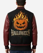 Halloween Fire Pumpkin Varsity Jacket