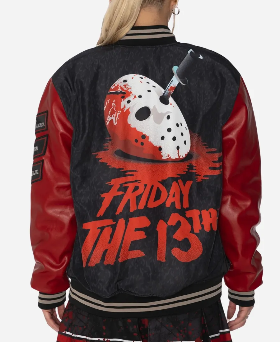 Halloween Friday The 13th Varsity Jacket Halloween Friday The 13th Varsity Jacket in Red & Black
