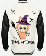 Halloween Labubu x Trick or Treat Black and White Varsity Jacket