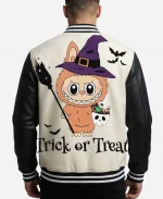 Halloween Labubu x Trick or Treat Black and White Varsity Jackets