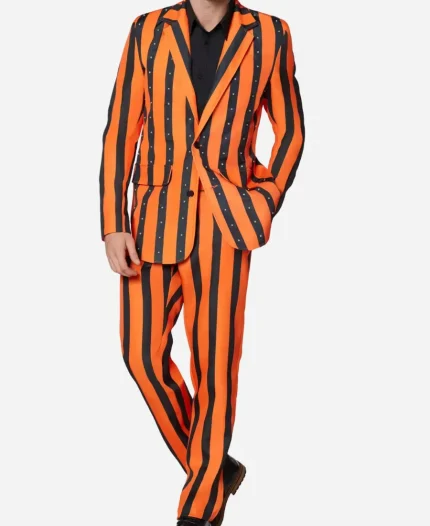 Halloween Party Orange and Black Striped Costume Suit