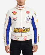 Happy Halloween Pumpkin Printed Motorcycle Leather Jacket