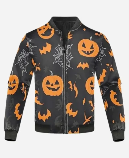 Halloween Pumpkins Black Bomber Jacket