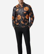 Pumpkins Printed Bomber Jacket For Halloween