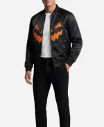 Halloween Scary Pumpkin Satin Bomber Jacket
