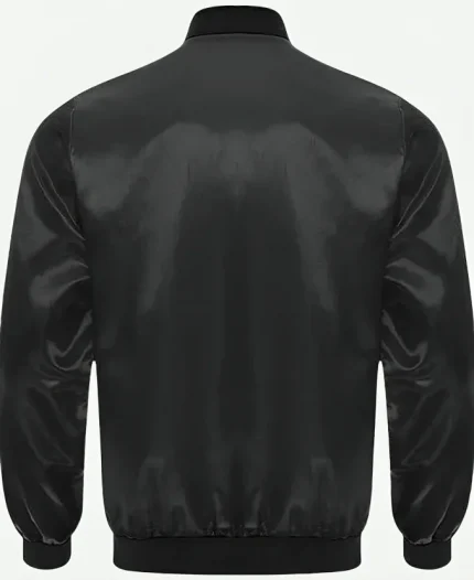 Halloween Scary Pumpkin Black Satin Bomber Jacket