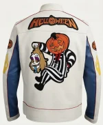 Spooky Trick Or Treat White Leather Jacket