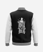 Halloween With The Perfect Trick or Treat Black & White Varsity Jacket