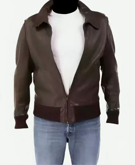 Happy Days Fonzie Brown Bomber Leather Jacket For Sale